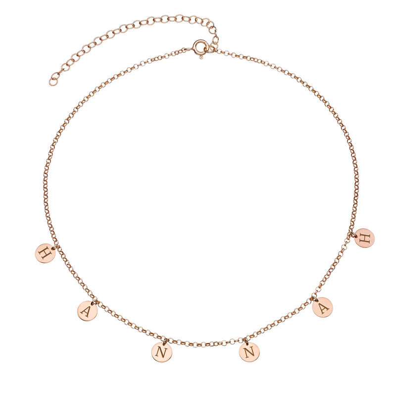 Initials Choker Necklace in Rose Gold Plating - 1