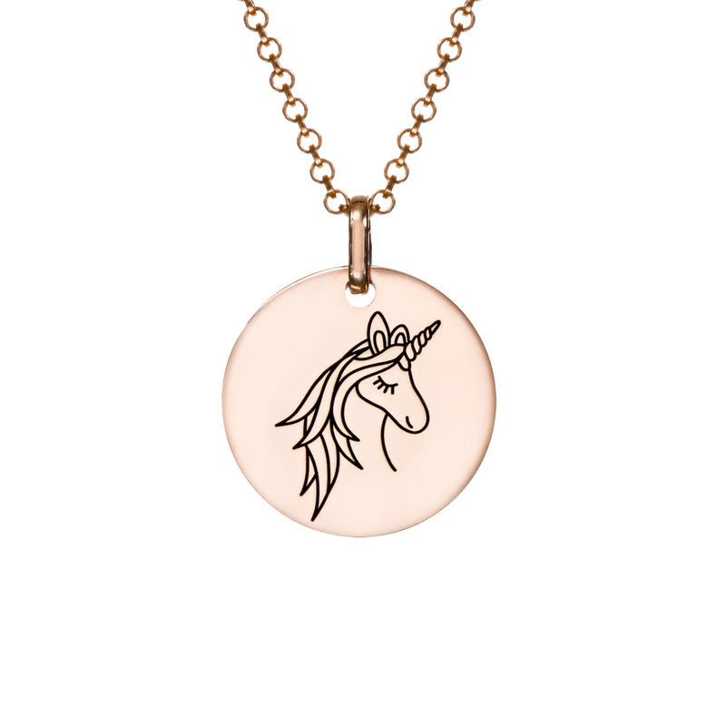 Unicorn Pendant Necklace in Rose Gold Plating