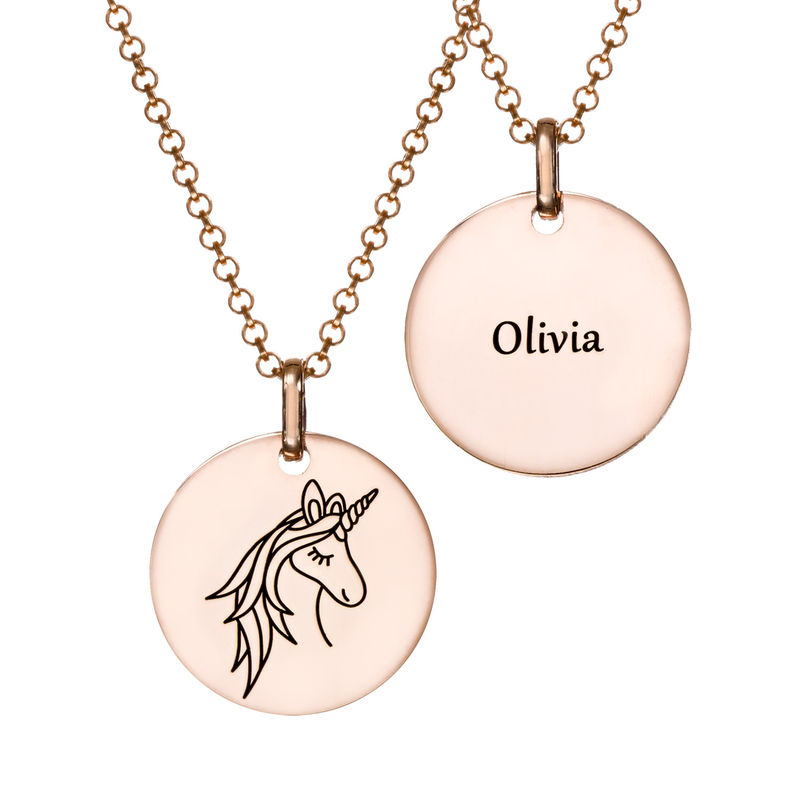 Unicorn Pendant Necklace in Rose Gold Plating - 2