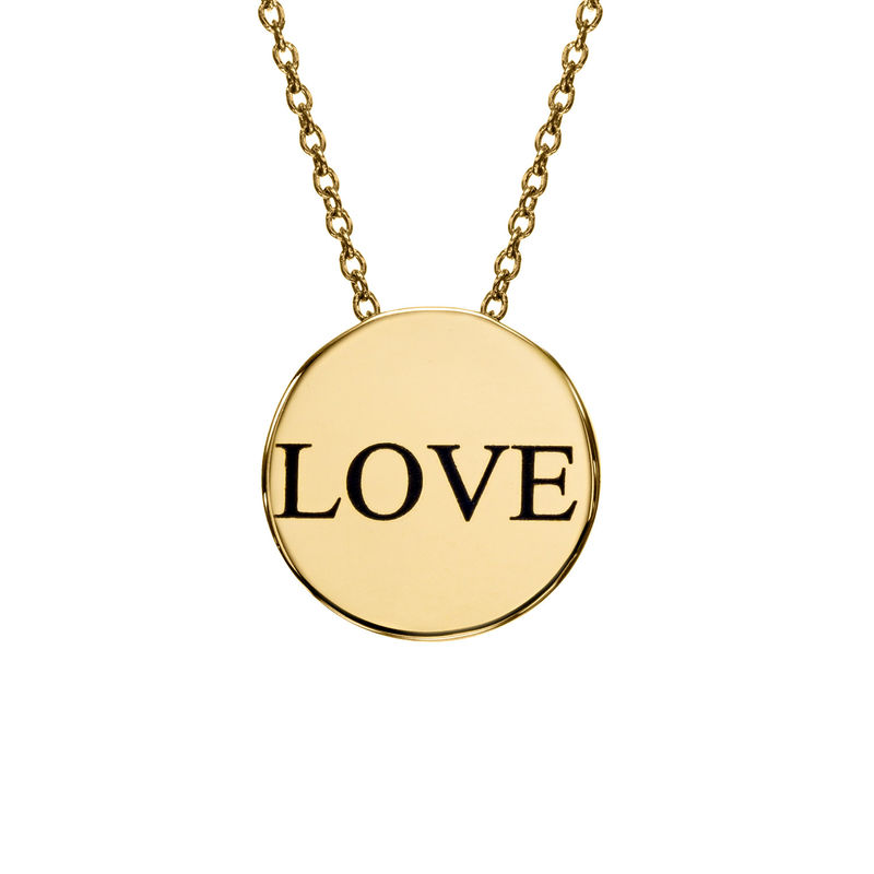 Custom Thick Disc Necklace in Gold Plating - 1