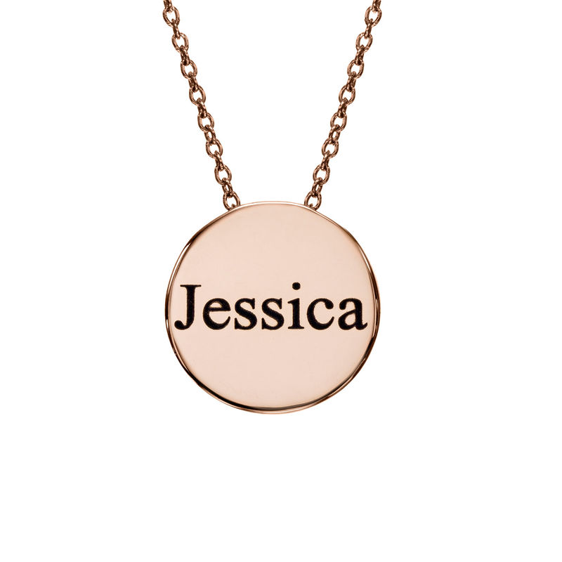 Custom Thick Disc Necklace in Rose Gold Plating