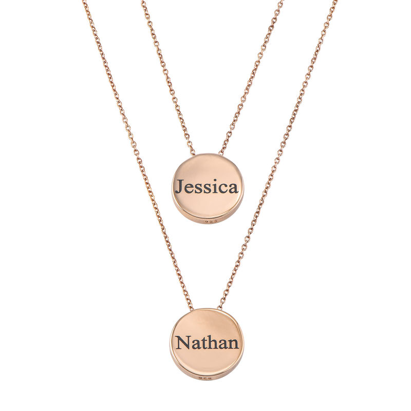 Custom Thick Disc Necklace in Rose Gold Plating - 2