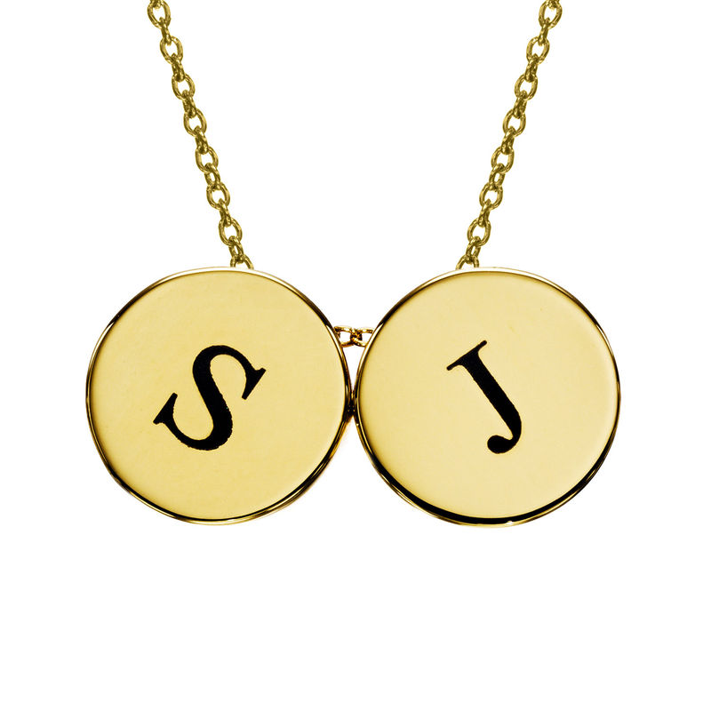 Initial Thick Disc Necklace in Gold Plating - 1