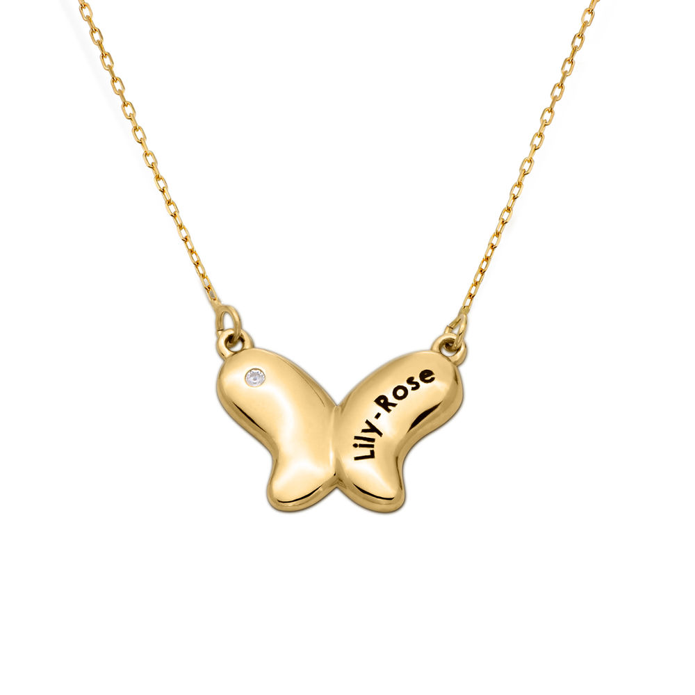 10k Gold Butterfly Necklace for Girls with Cubic Zirconia