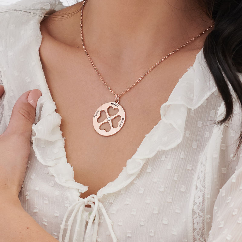 Four Leaf Clover Heart Necklace in Rose Gold Plating - 3 product photo