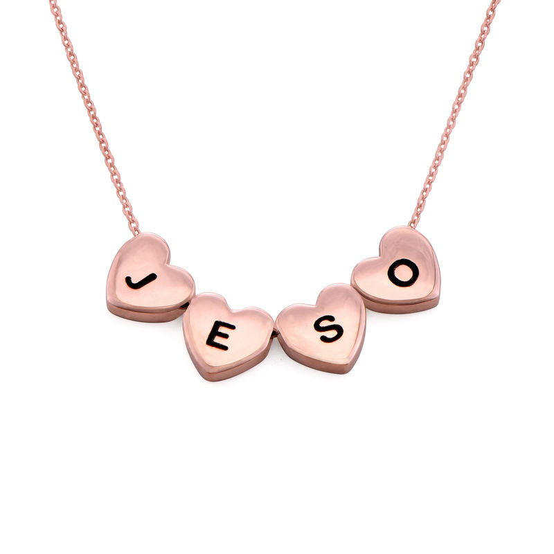 Initial Hearts Stackable Necklace in Rose Gold Plating
