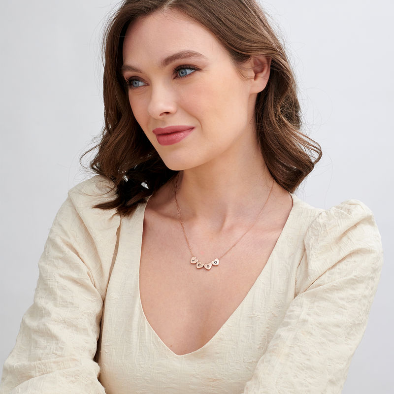 Initial Hearts Stackable Necklace in Rose Gold Plating - 1