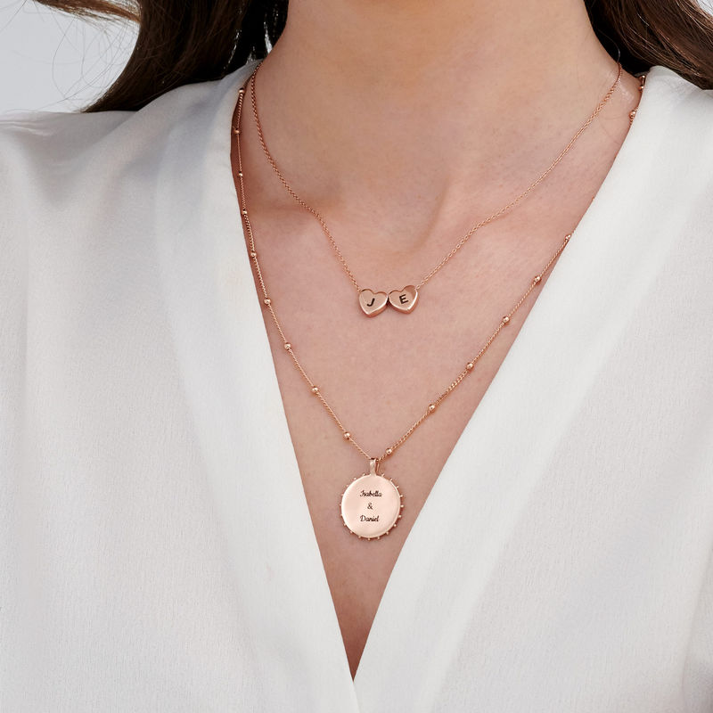 Initial Hearts Stackable Necklace in Rose Gold Plating - 4