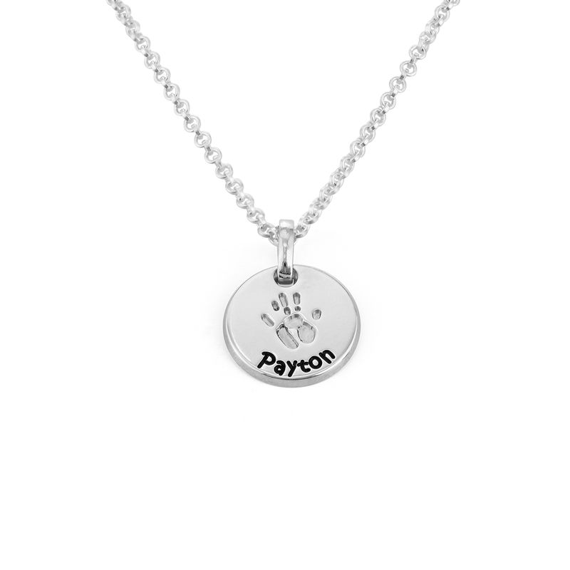 Baby Hand Engraved Charm Necklace in Sterling Silver