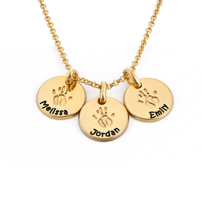 Baby Hand Engraved Charm Necklace in Gold Plating - 1 product photo