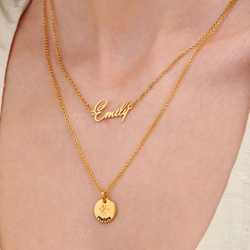 Baby Hand Engraved Charm Necklace in Gold Plating - 5 product photo