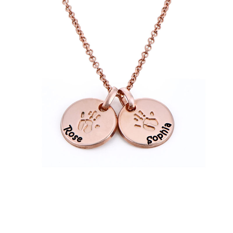 Baby Hand Engraved Charm Necklace in Rose Gold Plating - 1
