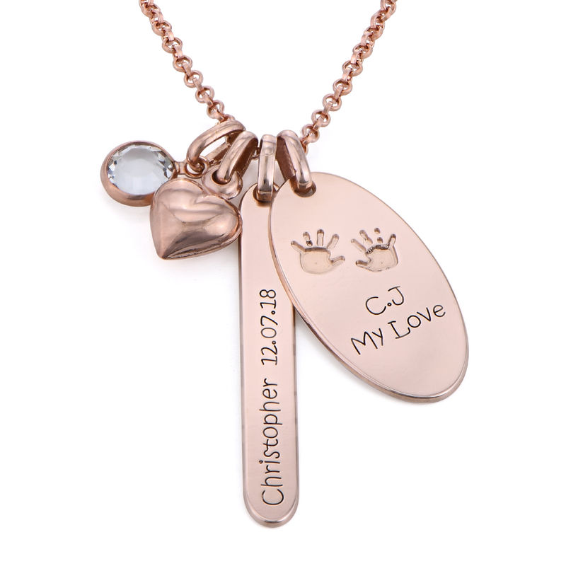 Personalized Mom Charm Necklace in Rose Gold Plating