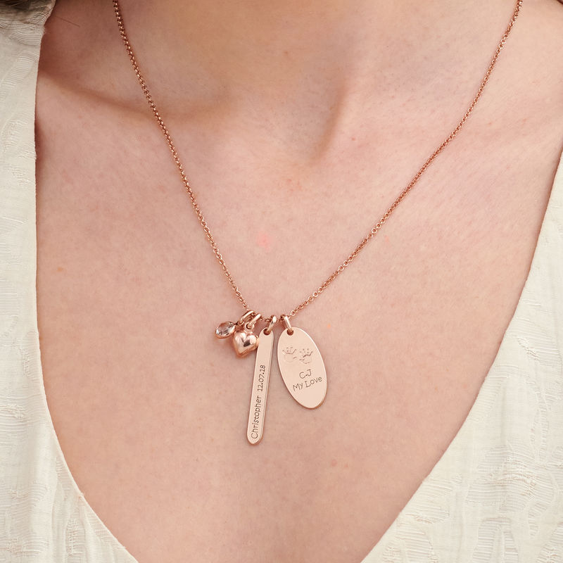Personalized Mom Charm Necklace in Rose Gold Plating - 2