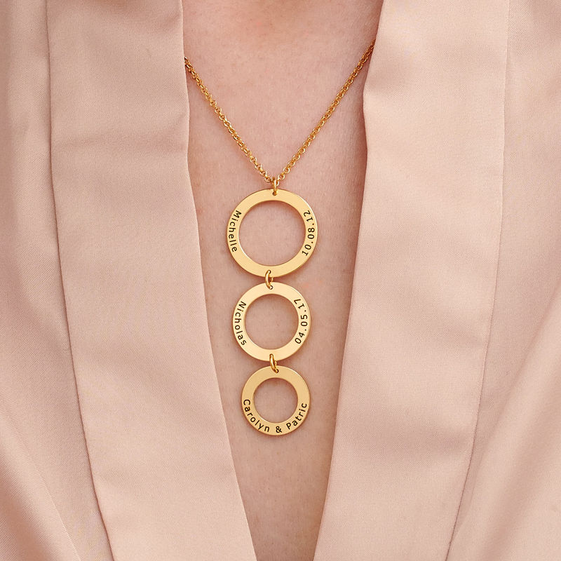 Engraved 3 Circles Necklace in Gold Plating - 2 product photo