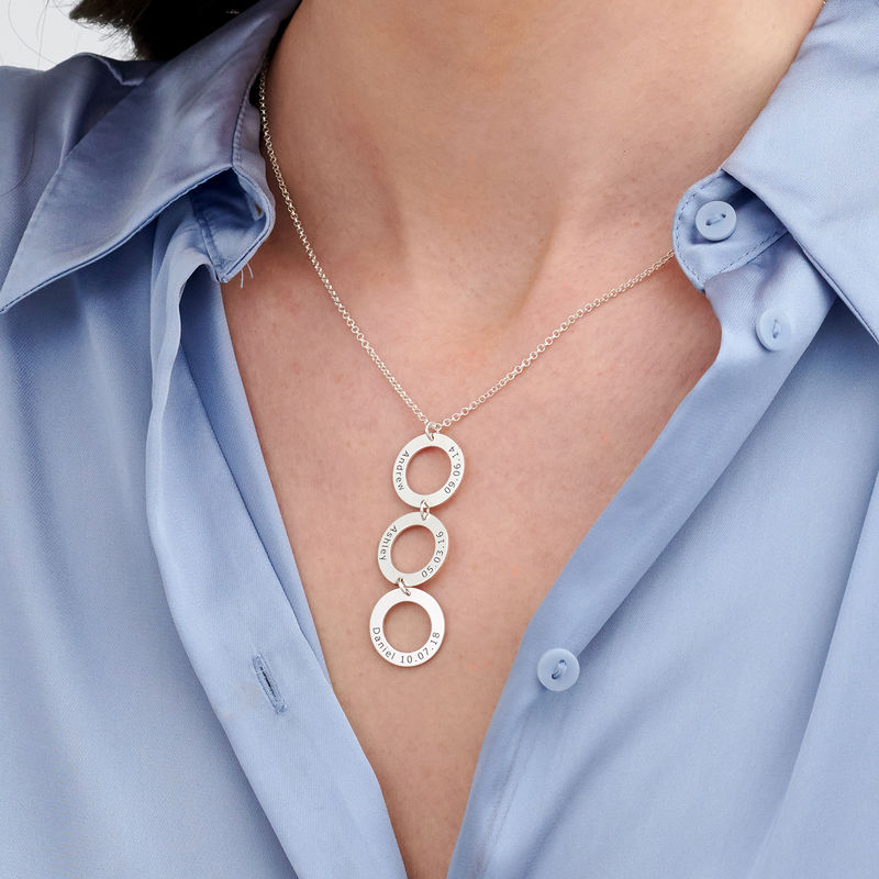 Personalized Vertical Hanging 3 Circles Necklace in Sterling Silver - 2