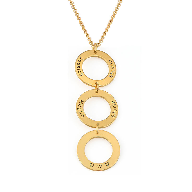 Personalized Vertical Hanging 3 Circles Necklace in Gold Plating