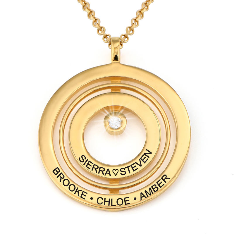 Engraved Circle of Life Necklace in 18k Gold Vermeil with Diamond
