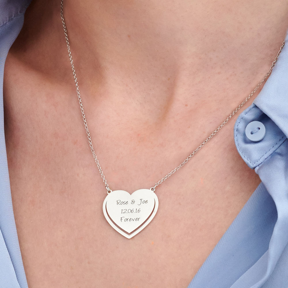 Personalized Heart Necklace in Sterling Silver - 2