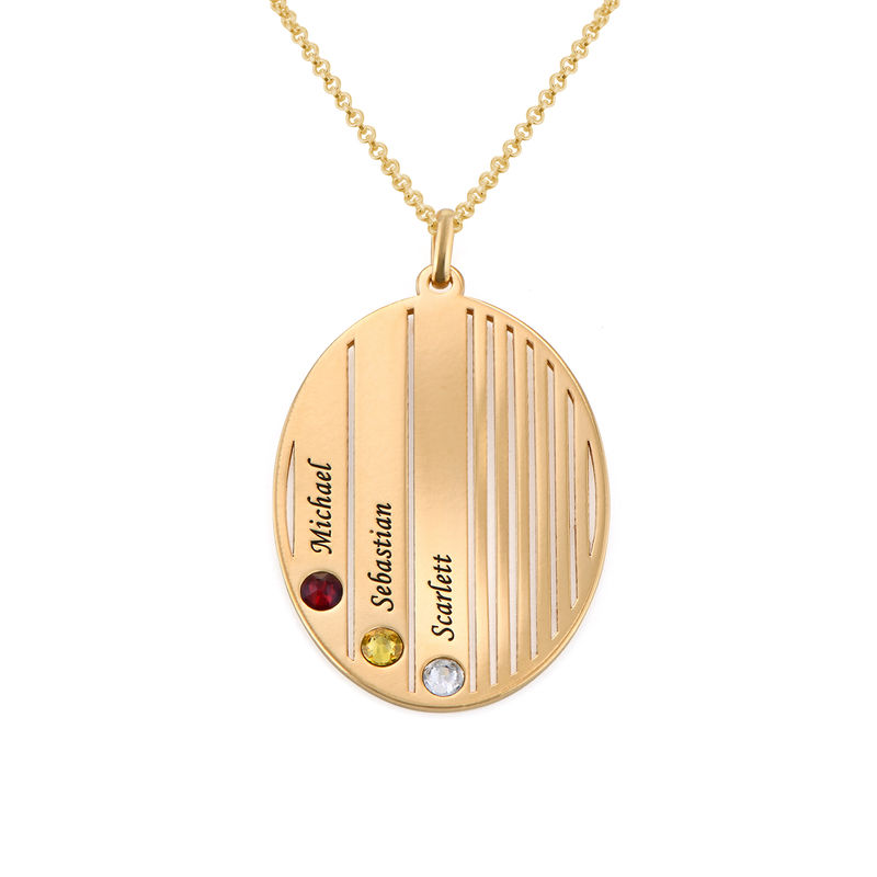 Engraved Family Necklace with Birthstones in Gold Plating product photo