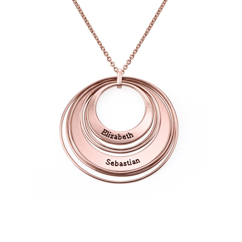 Engraved Two Ring Necklace in 18K Rose Gold Plating