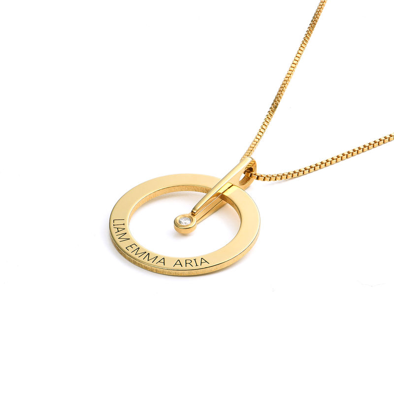 Personalized Circle Necklace with Diamond in 18K Gold Vermeil - 1