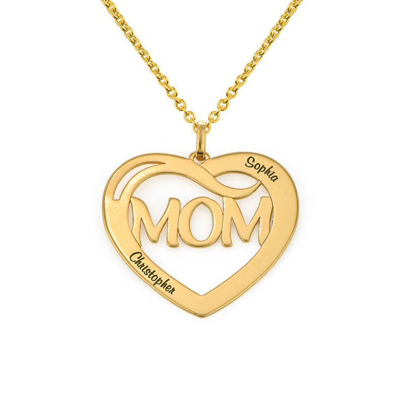 Mom Heart Necklace with Kids Names in 18K Gold Vermeil