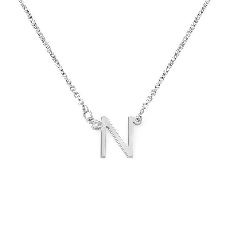 Initial Pendant Necklace with Cubic Zirconia in Sterling Silver