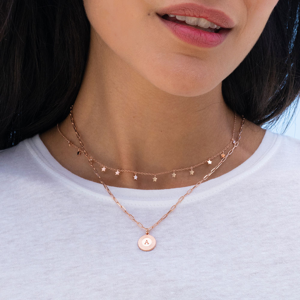 Odeion Initial Necklace in 18k Rose Gold Plating - 1