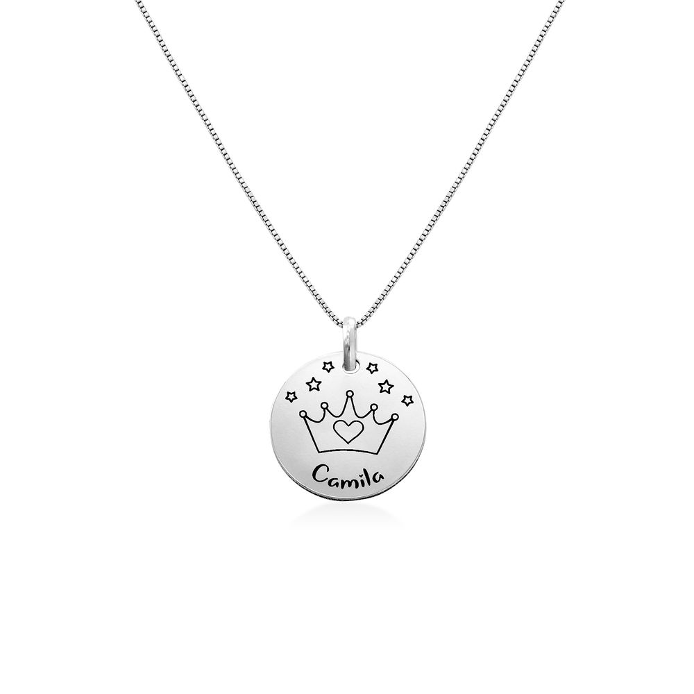Kids Drawing Disc Necklace in Sterling Silver