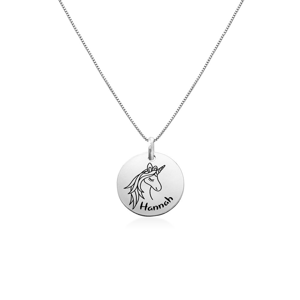 Kids Drawing Disc Necklace in Sterling Silver - 1