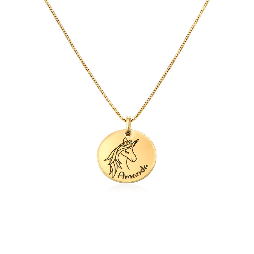 Kids Drawing Disc Necklace in 18K Gold Plating