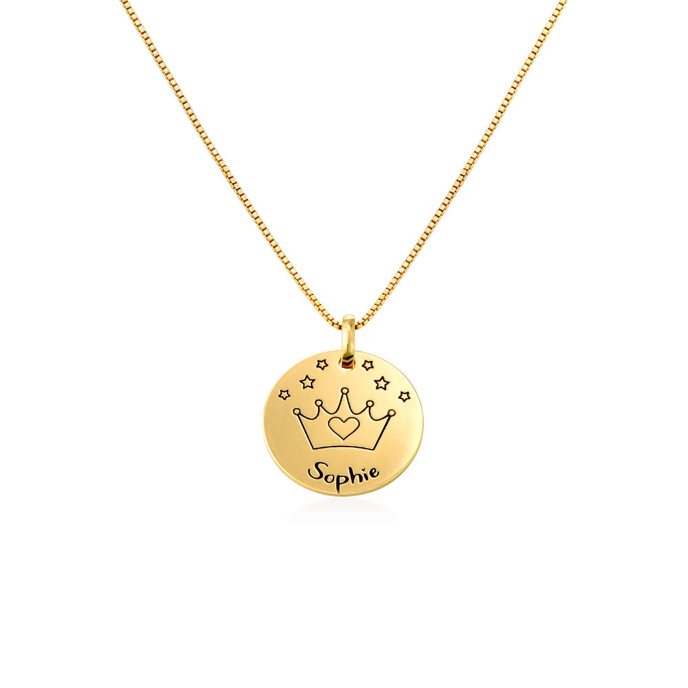 Kids Drawing Disc Necklace in 18K Gold Plating - 1