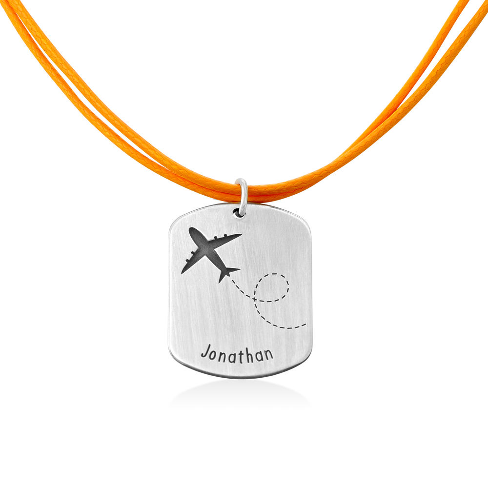 Airplane Personalized Dog Tag in Sterling Silver - 1