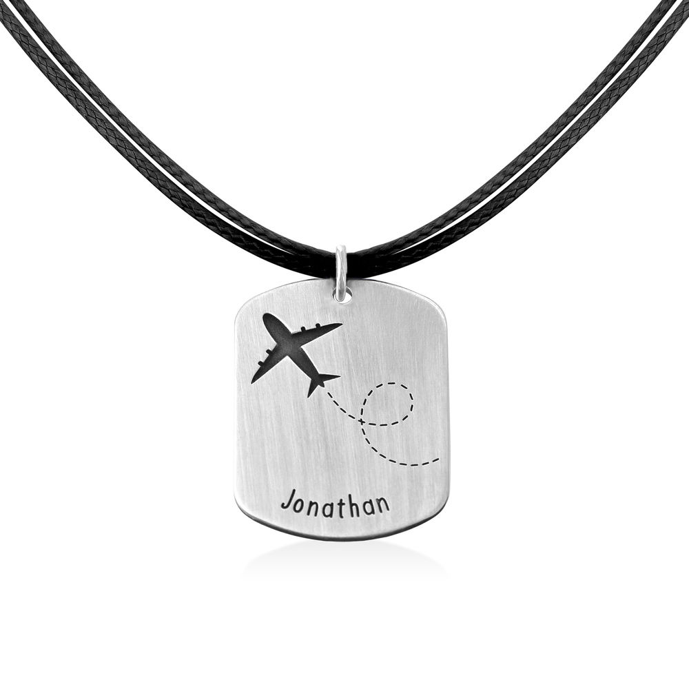 Airplane Personalized Dog Tag in Sterling Silver - 2