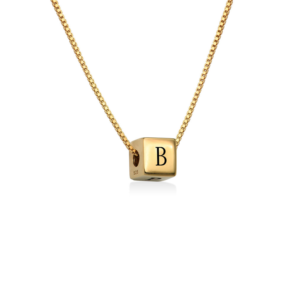 Blair Initial Cube Necklace in Gold Vermeil - 1 product photo
