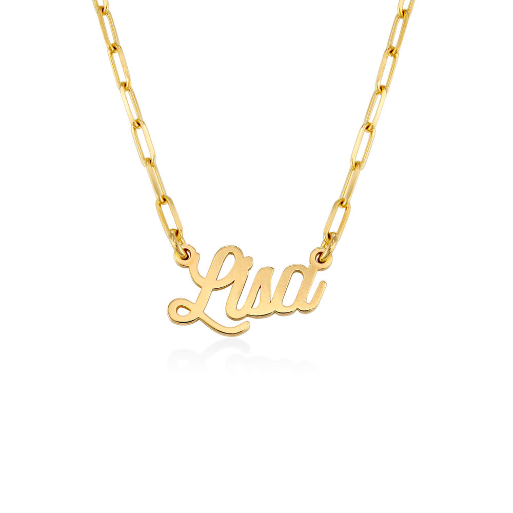 Chain Link Script Name Necklace in Gold Plating