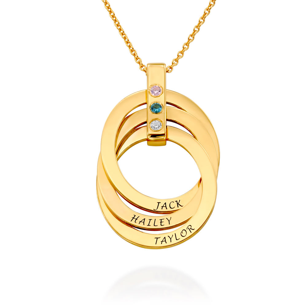 Russian Ring Necklace with Birthstones in Gold Plating