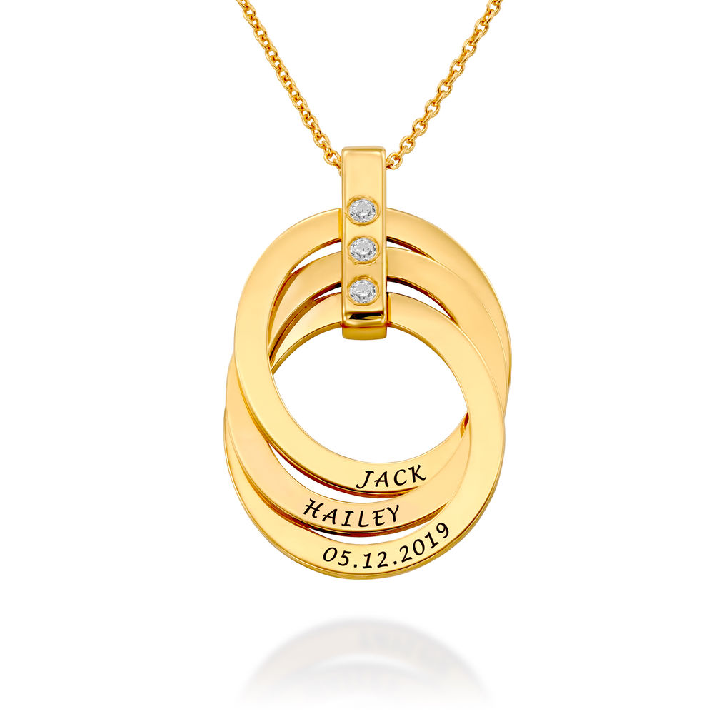 Russian Ring Necklace with Birthstones in Gold Plating - 1