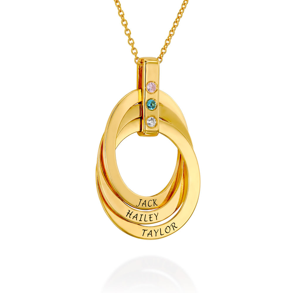 Russian Ring Necklace with Birthstones in Gold Plating - 2