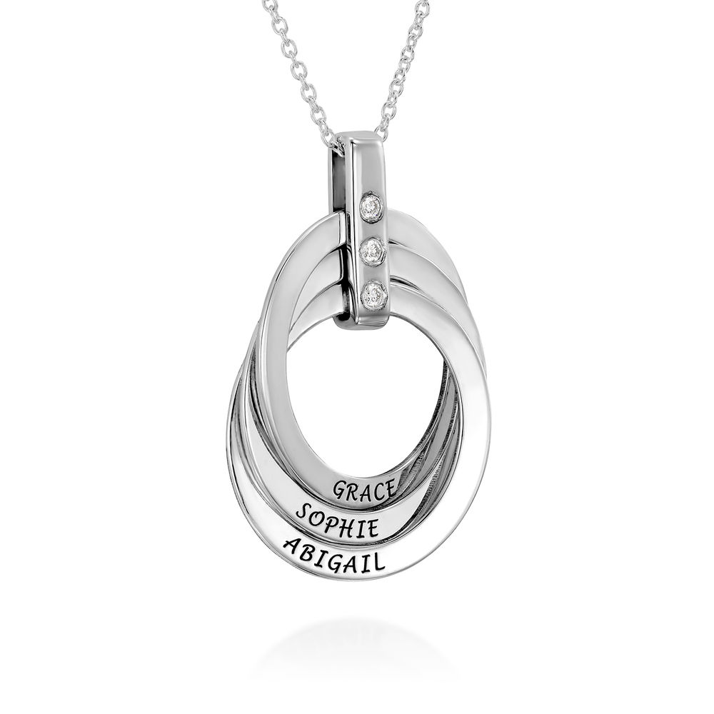 Russian Ring Necklace with Diamonds in Sterling Silver - 1