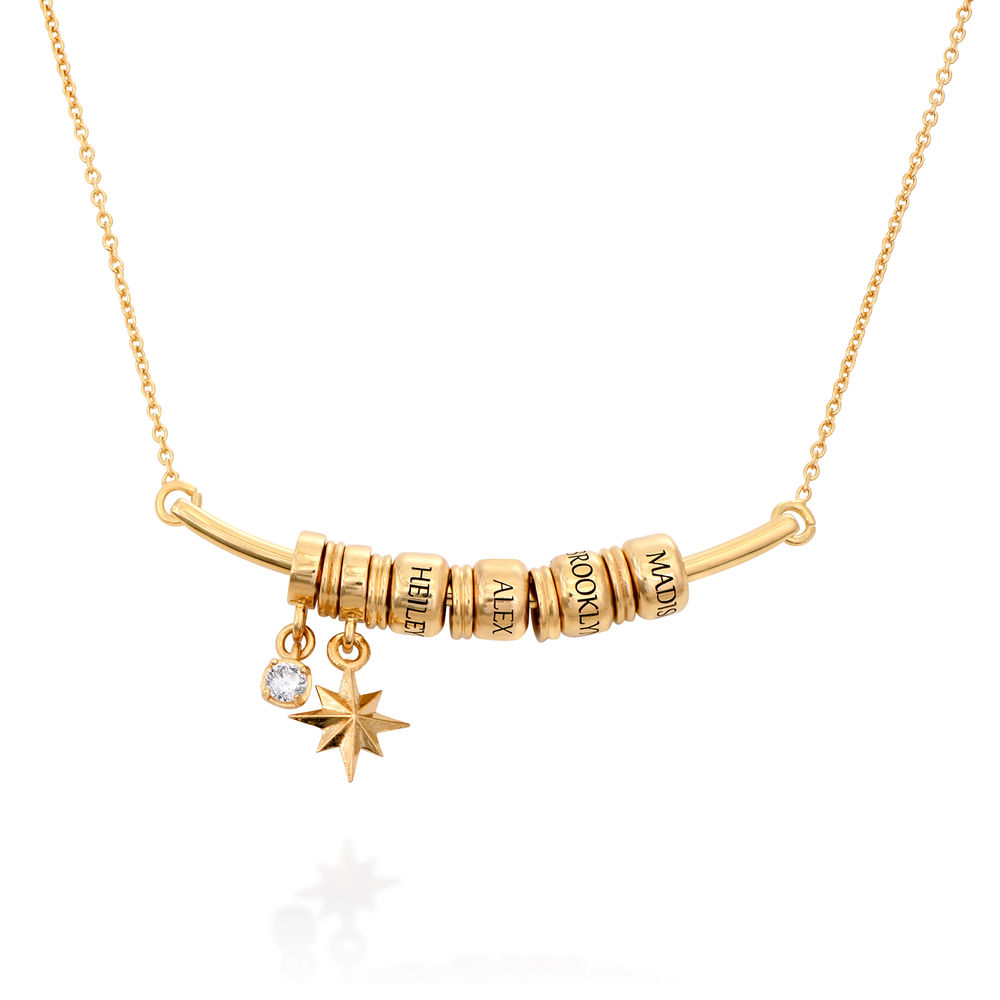 North Star Smile Bar Necklace in Gold Plating 