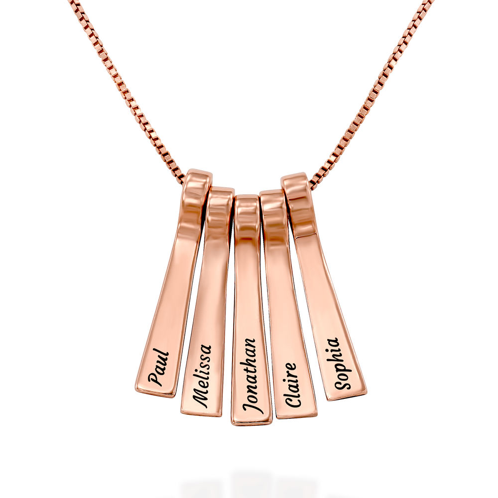 Xylophone Bar Necklace with Kids Names in Rose Gold Plating