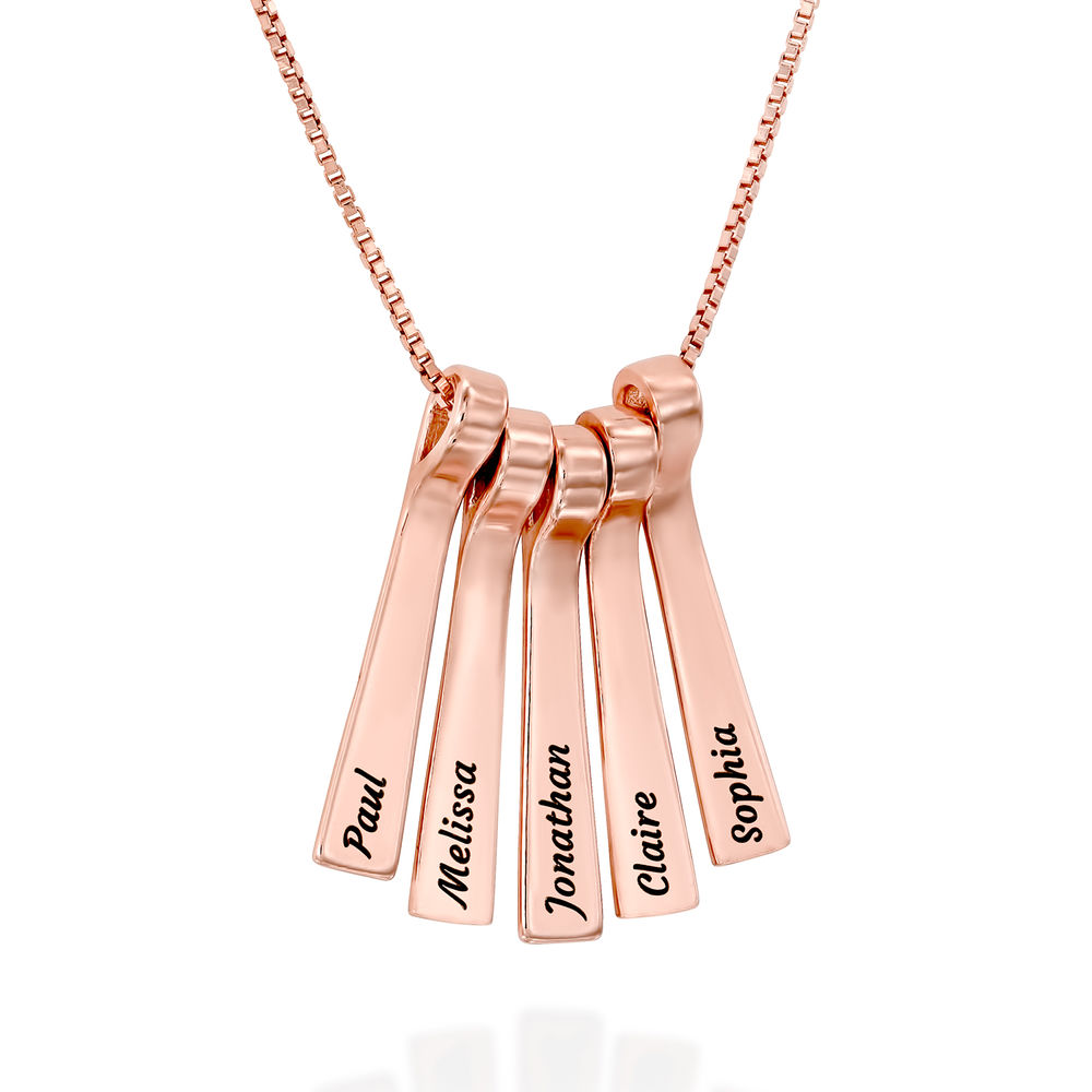 Xylophone Bar Necklace with Kids Names in Rose Gold Plating - 1