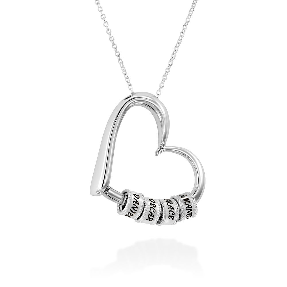 Charming Heart Necklace with Engraved Beads in Sterling Silver - 2 product photo