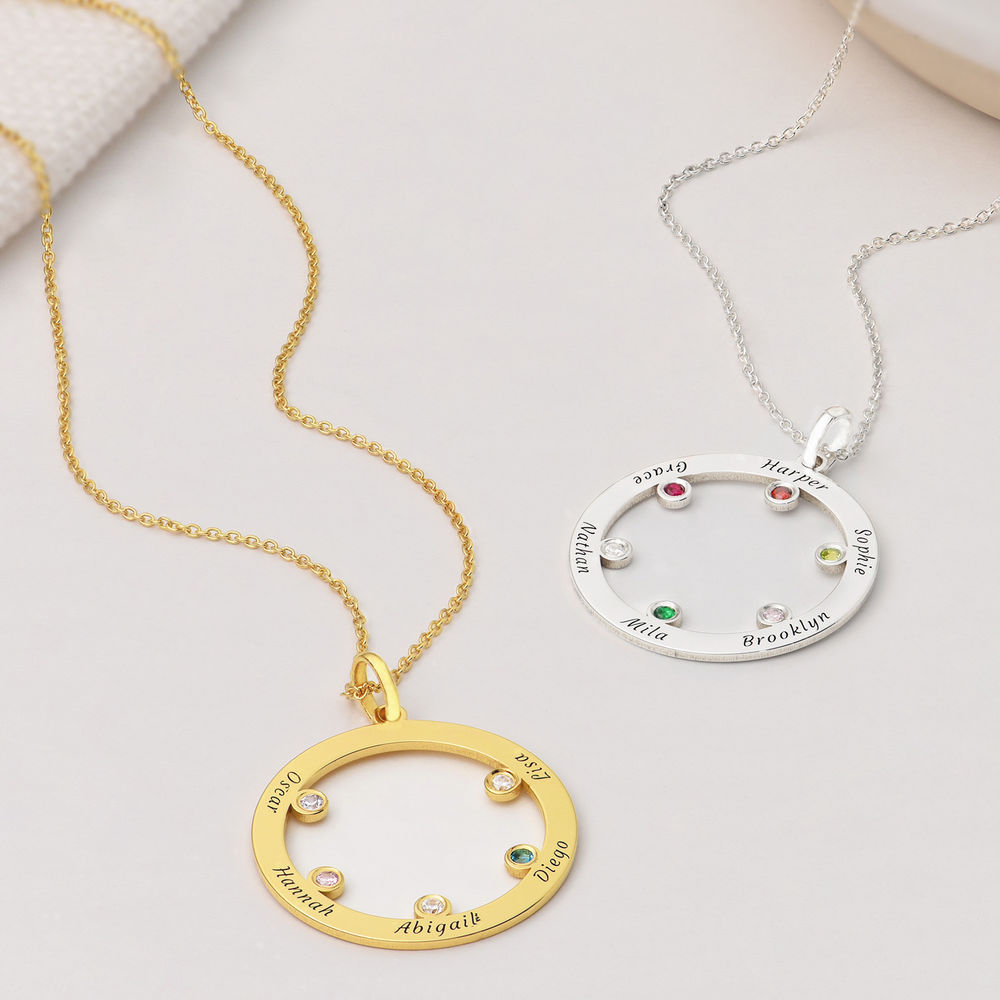 The Family Circle Necklace with Birthstones in Gold Plating - 1 product photo