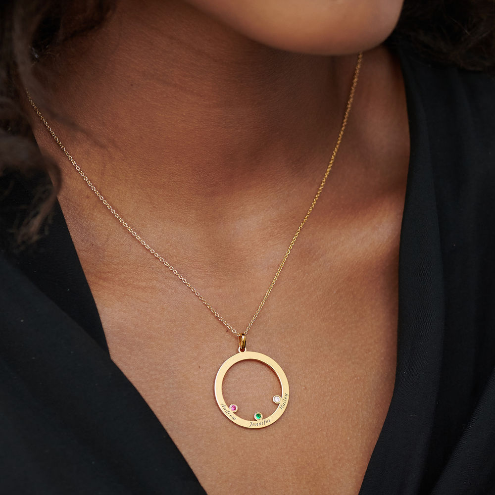 The Family Circle Necklace with Birthstones in Gold Plating - 3 product photo