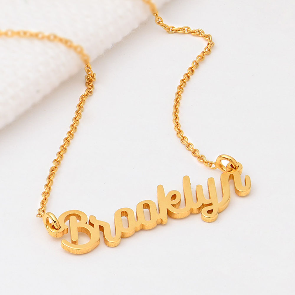 Cable Chain Script Name Necklace in Gold Vermeil - 1
