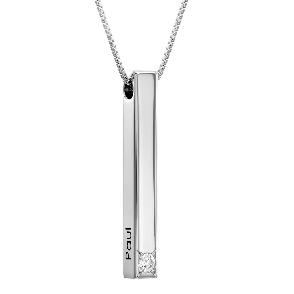 Vertical 3D Bar Necklace in Sterling Silver with 0.10-0.30 CT. T.W Lab-Created Diamonds