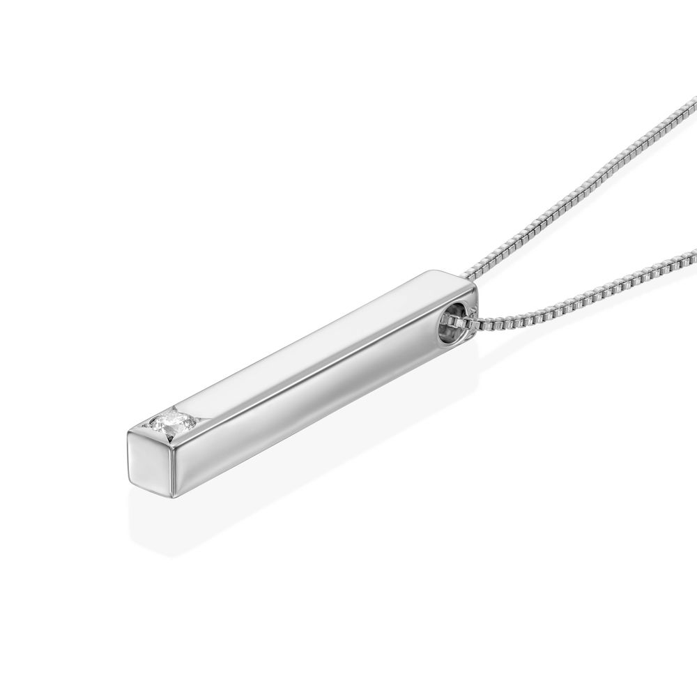 Vertical 3D Bar Necklace in Sterling Silver with 0.10-0.30 CT. T.W Lab-Created Diamonds - 1 product photo